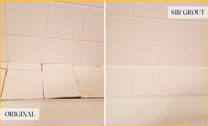 Shower Before and After Crumbling Grout Restoration