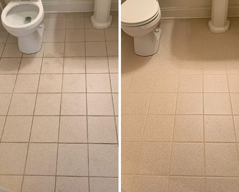 Floor Before and After a Grout Sealing in Wayne, PA