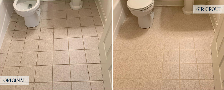 Bathroom Floor Before and After a Grout Sealing in Wayne, PA