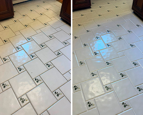 Tile Floor Before and After a Grout Sealing in West Chester