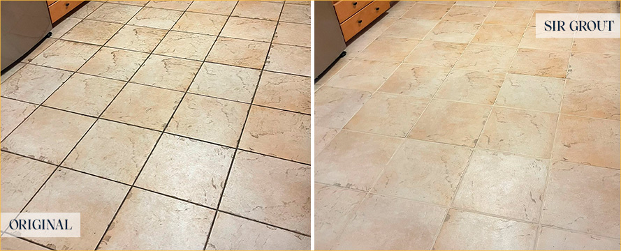 Kitchen Floor Before and After a Service from Our Tile and Grout Cleaners in BewrynCeramic Tile Floor Before and After a Service from Our Tile and Grout Cleaners in Bewryn